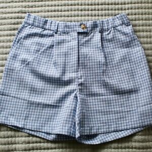 Pastel Blue & White Gingham Bermuda Shorts